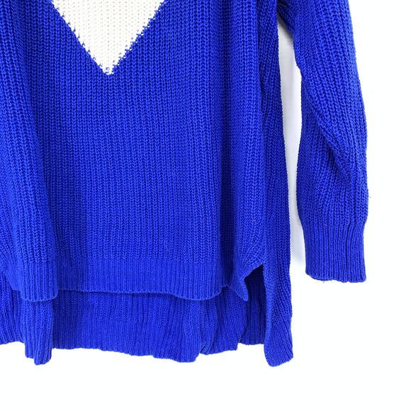 Express Tunic Sweater Womens Size Medium Colorblock Chevron Detail Blue Black - Picture 4 of 6